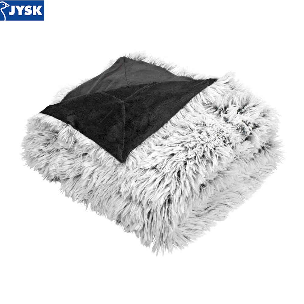 454876386 Chăn sofa | LOTUS | polyester | trắng/xám | giả lông | D195xR135cm