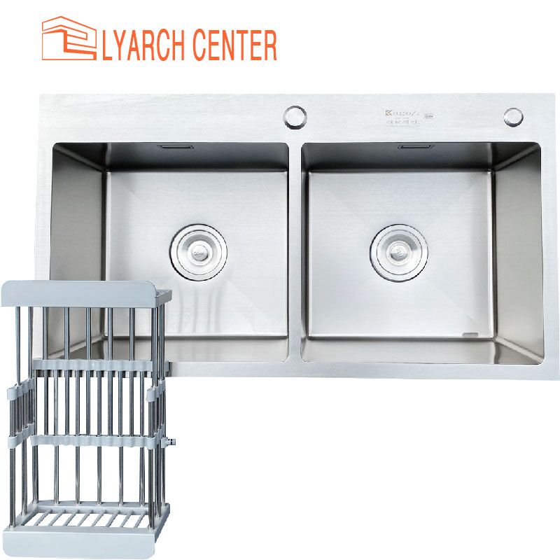 k8245 Chậu rửa bát Kagol K8245 inox 304 hai hố cân